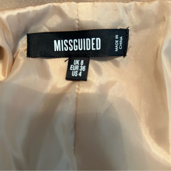 Missguided Oversized Boyfriend Camel Colored Fully Lined Open Front Blazer - Picture 8 of 15